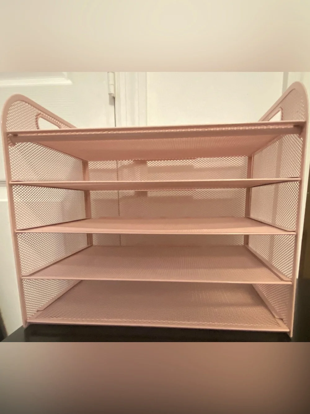 Amazon Essentials Pink Metal 5-Tier Mesh Desk Organizer